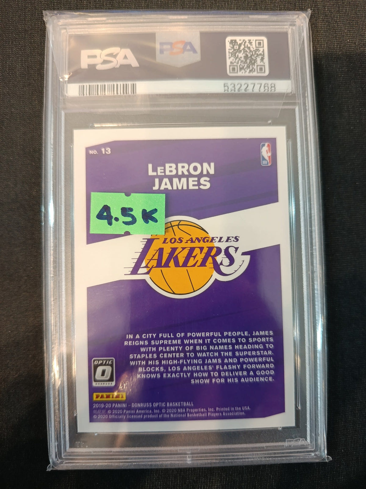 2019 Panini Donruss Optic My House LeBron James #13 PSA GEM MT 10 - view 2