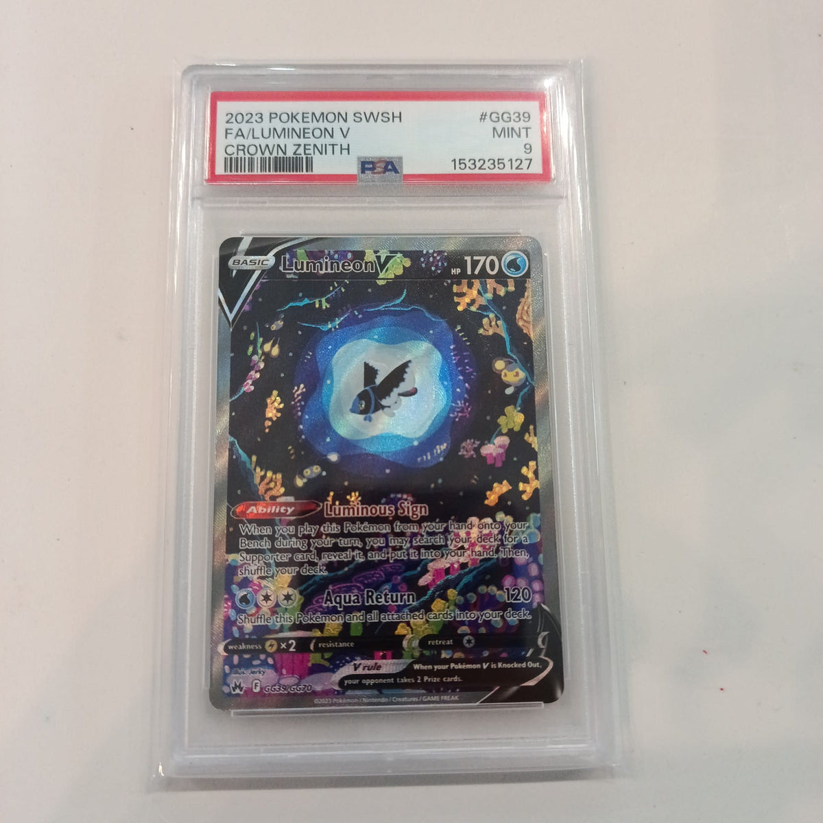 2023 The Pokemon Company Sword & Shield: Crown Zenith Crown Zenith Lumineon V #GG39 PSA 9