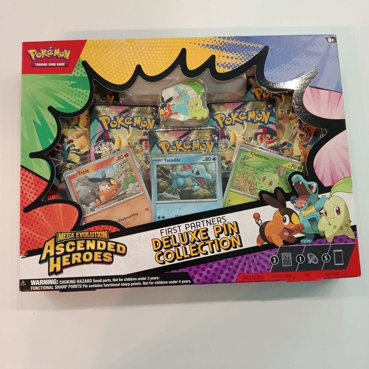 2026 Pokemon First Partners Deluxe Pin Collection Chikorita, Tepig, Totodile