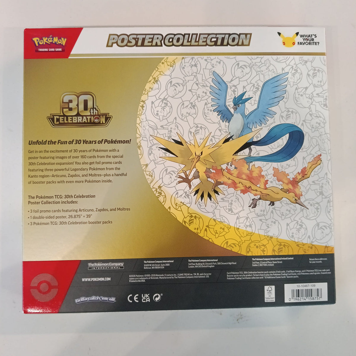 Pokemon 30th Celebration Articuno, Zapdos, Moltres Poster Collection 2026 (English) - view 2
