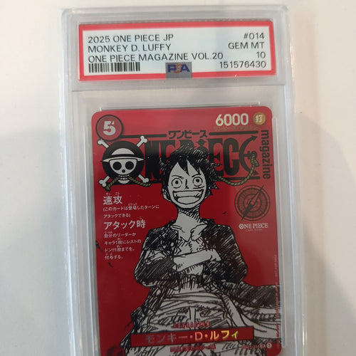 2025 One Piece Card Game One Piece Magazine Vol.20 Monkey D. Luffy #014 PSA 10