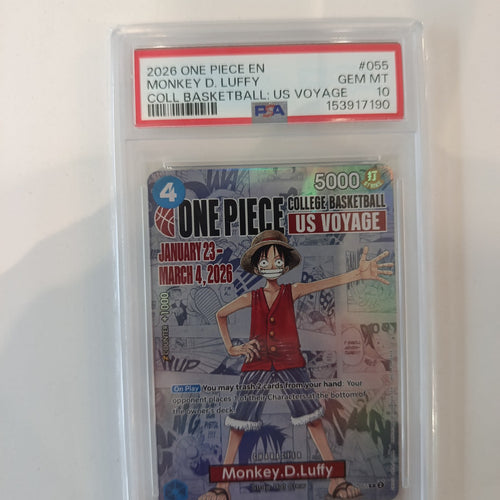 One Piece 2026 One Piece College Basketball: US Voyage Monkey D. Luffy #055 PSA GEM MT 10