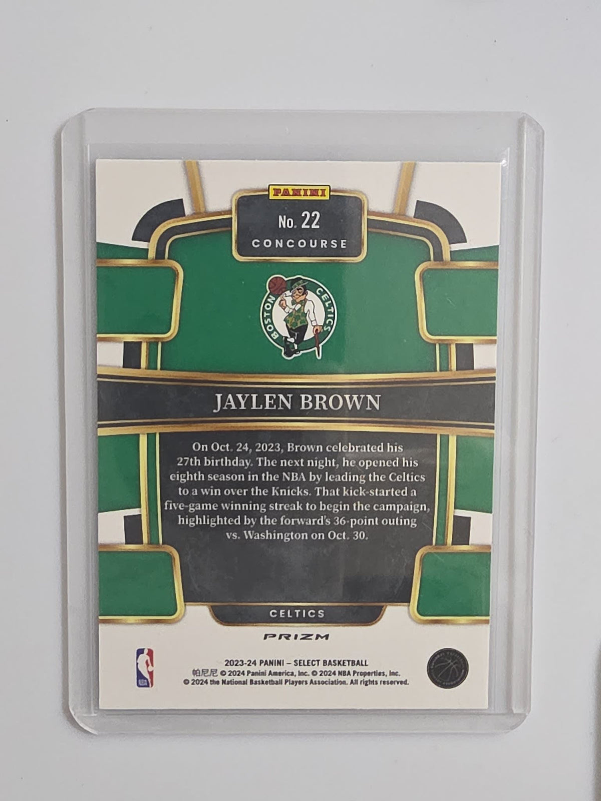 2023-24 Panini Select Concourse Jaylen Brown Tri-Color #22 - view 2