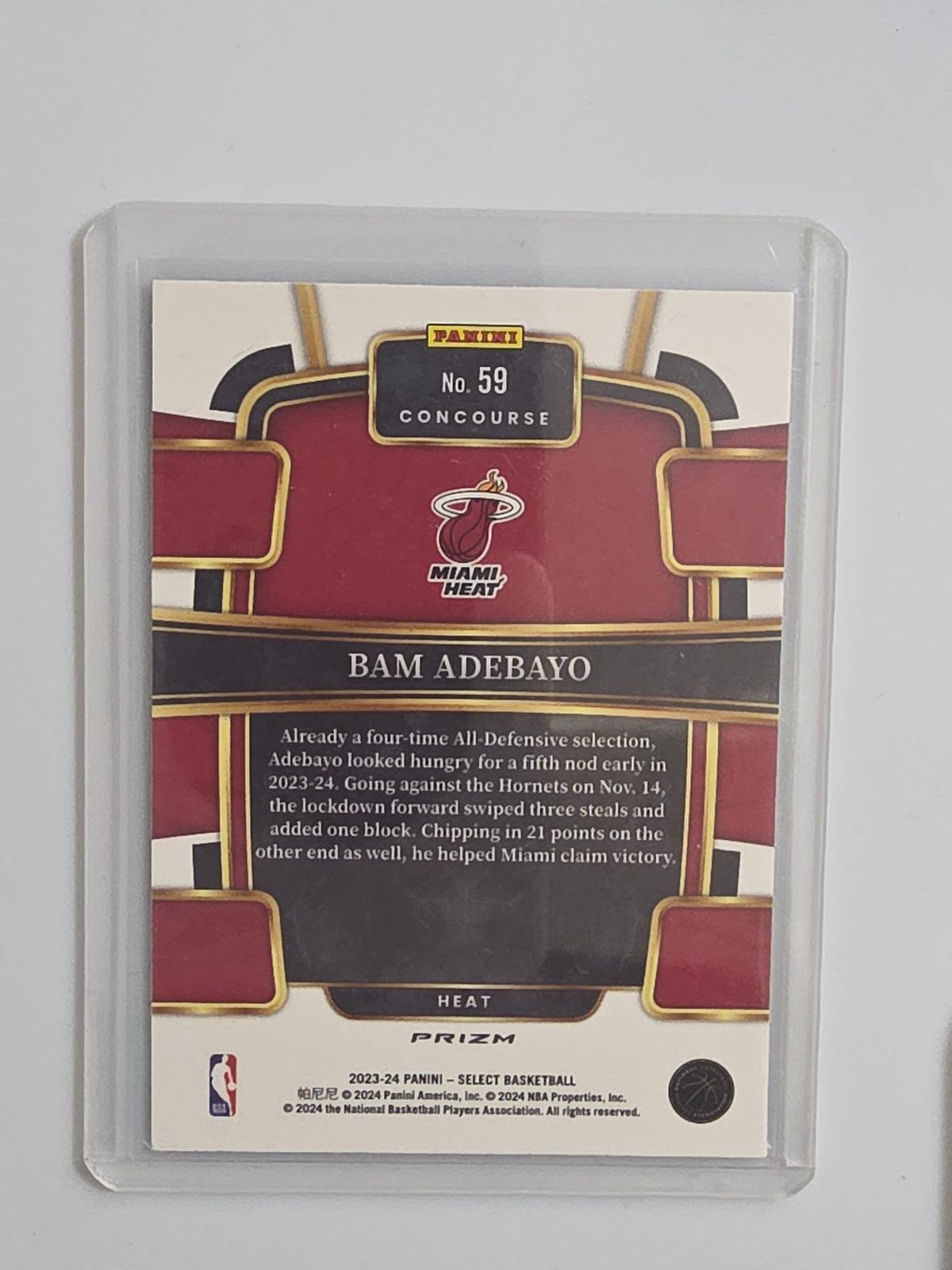 2023-24 Panini Select Concourse Bam Adebayo Blue Cracked Ice #59 - view 2
