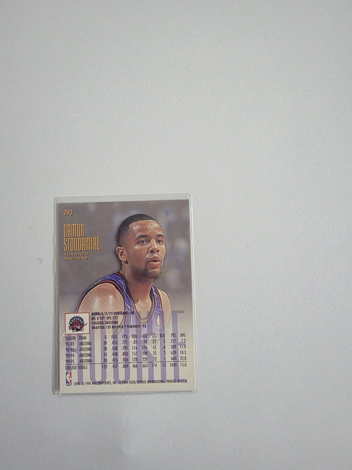 1996 Fleer Rookie Damon Stoudamire #290 - view 2