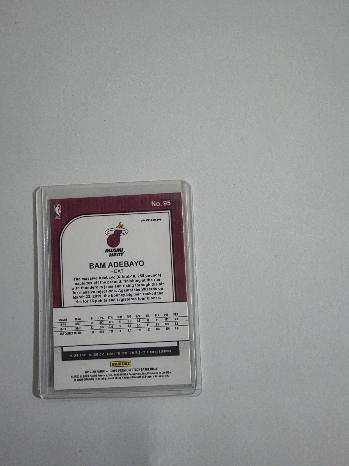 2019 Panini Hoops Premium Stock Bam Adebayo Prizm #95 - view 2