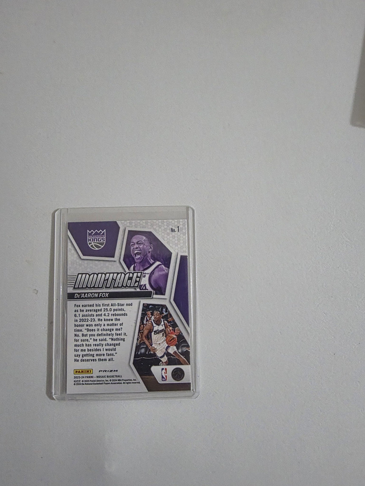 2023-24 Panini Mosaic Montage De'Aaron Fox Silver Prizm #1 - view 2