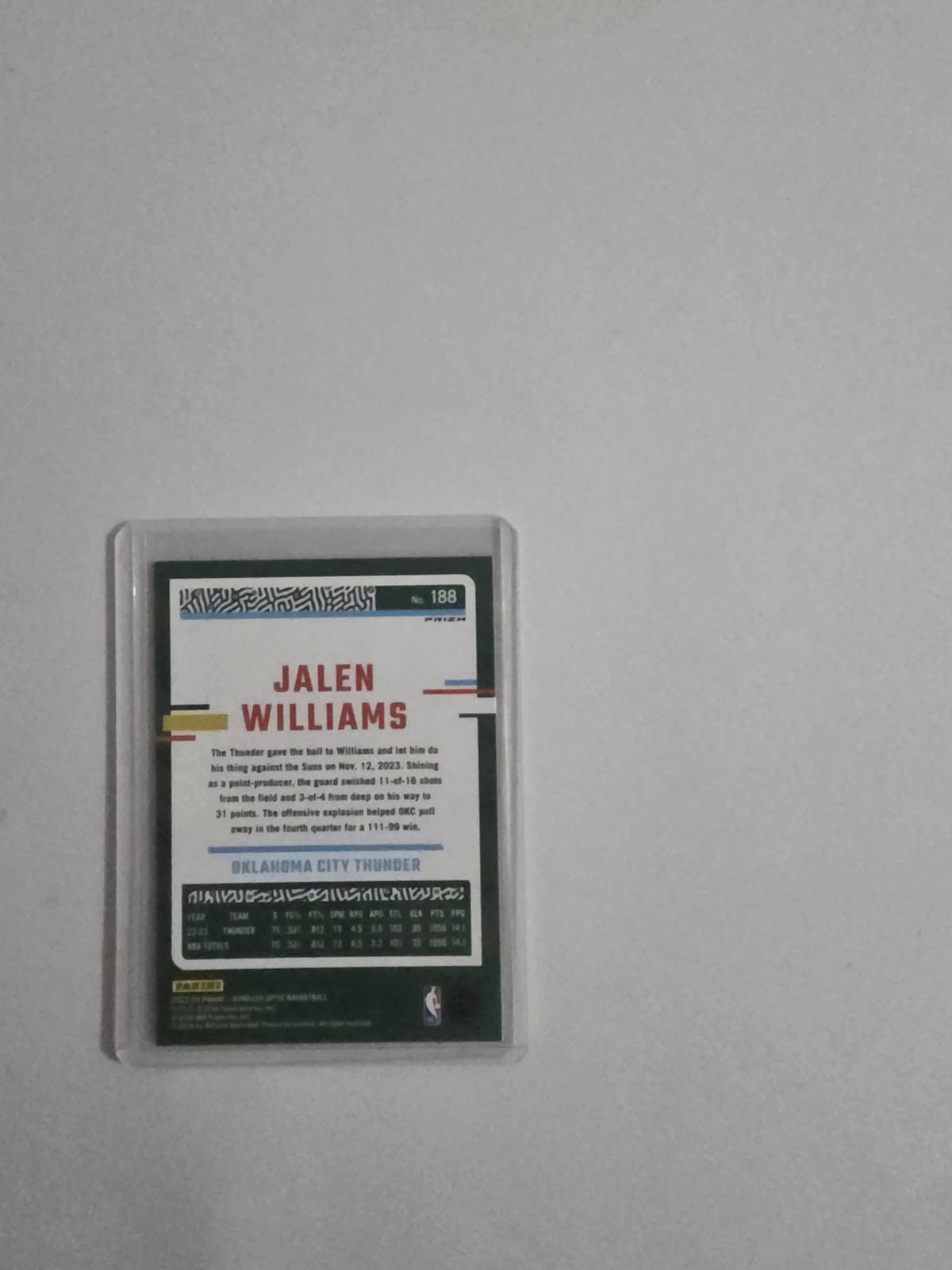 2023 Panini Donruss Optic Jalen Williams Pink Prizm #188 - view 2