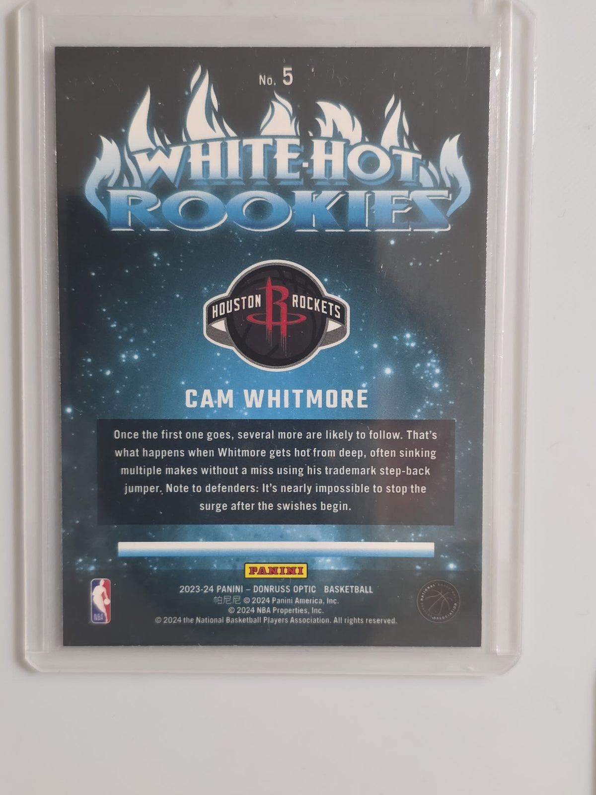 2023-24 Panini Donruss Optic White-Hot Rookies Cam Whitmore #5 - view 2