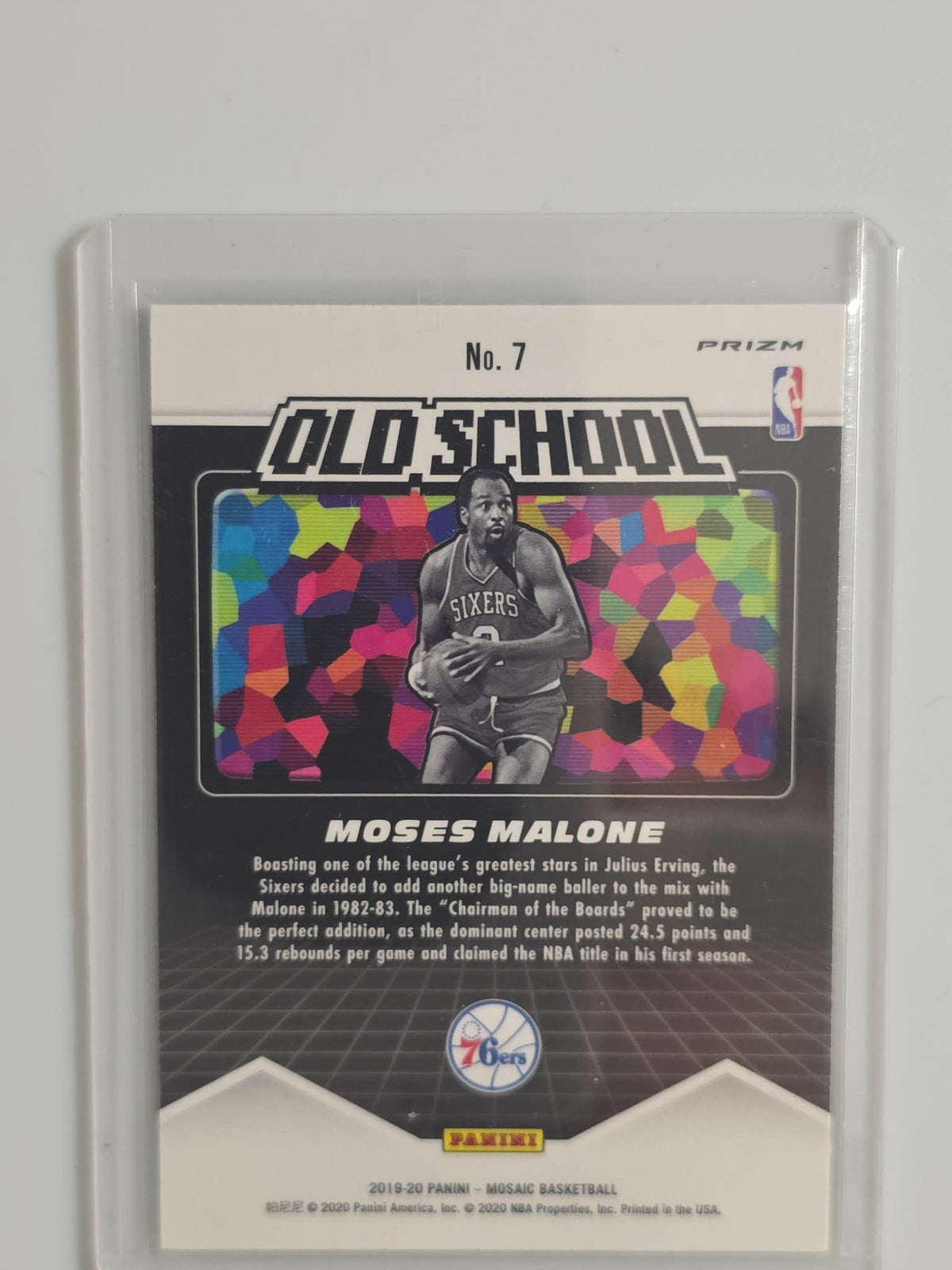 2019-20 Panini Mosaic Old School Moses Malone Mosaic Green #7 - view 2