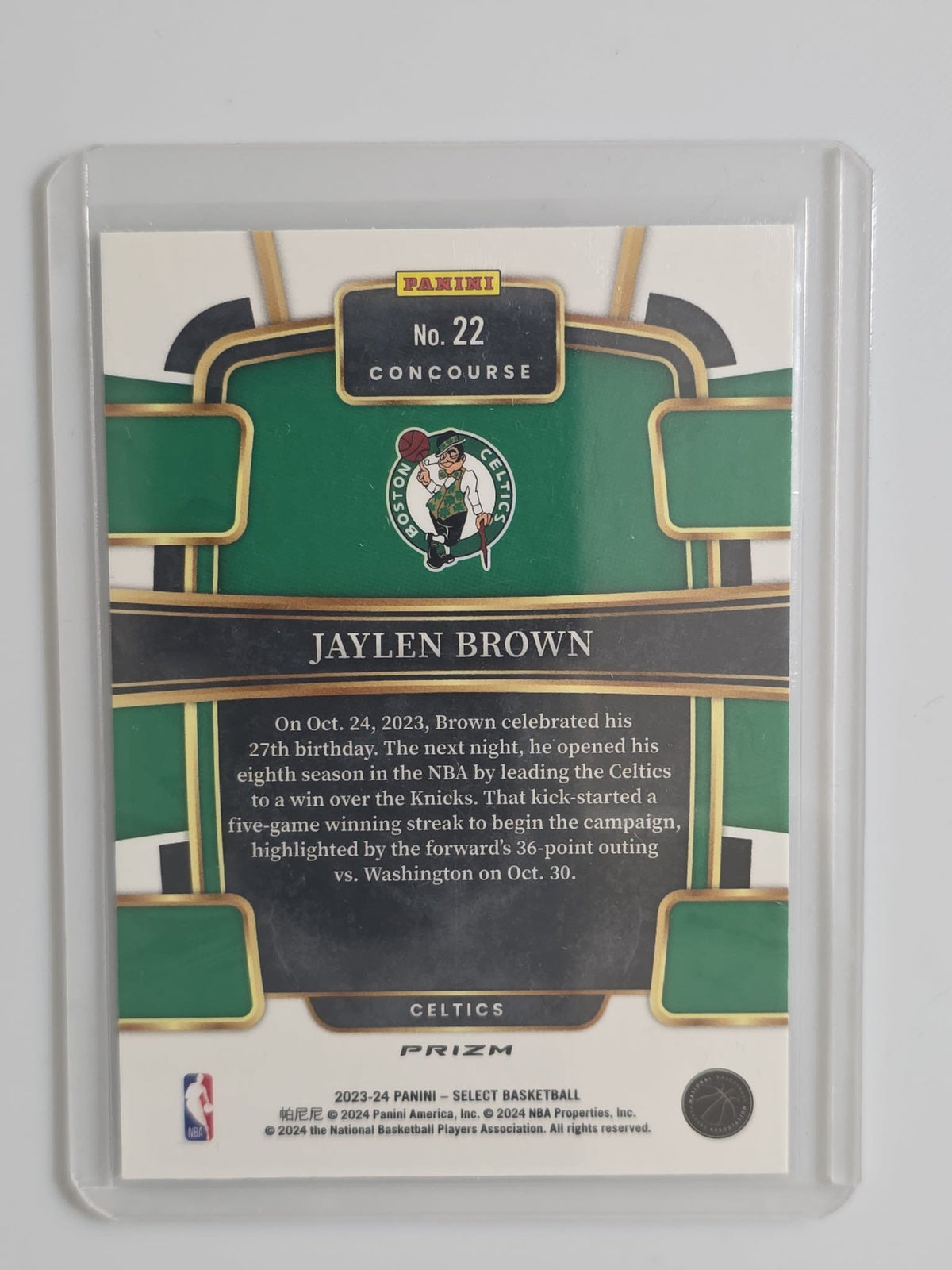 2023-24 Panini Select Basketball Concourse Jaylen Brown Silver Prizm #22 - view 2