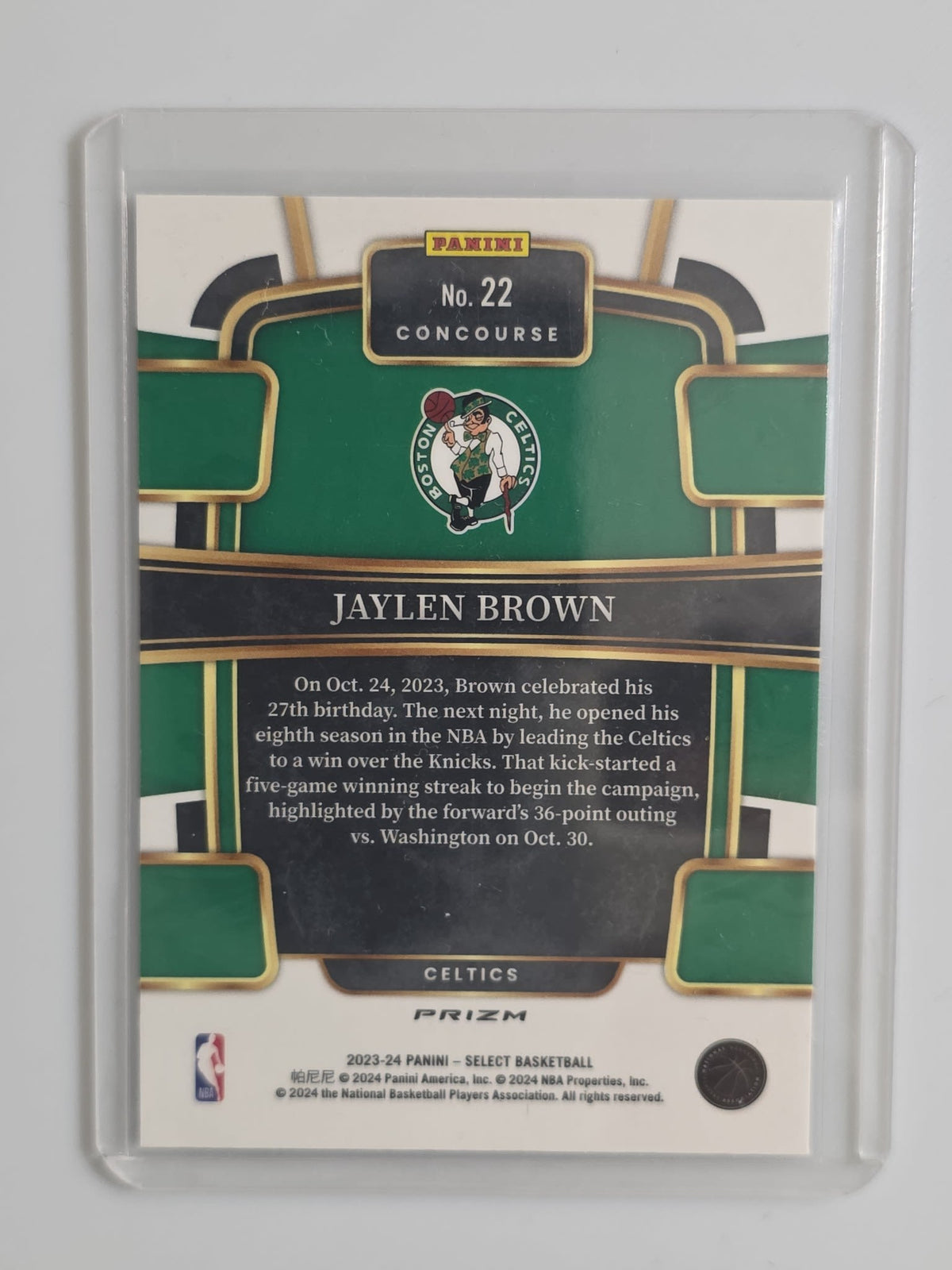 2023-24 Panini Select Basketball Concourse Jaylen Brown Blue Prizm #22 - view 2