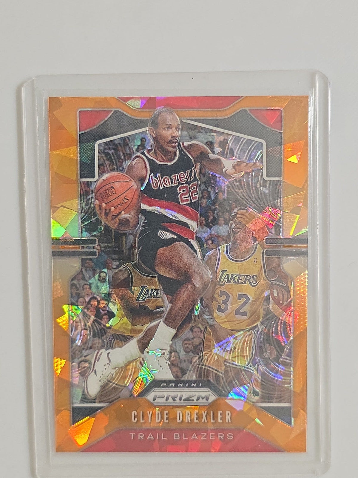 2019-20 Panini Prizm Basketball Clyde Drexler Orange Cracked Ice #23