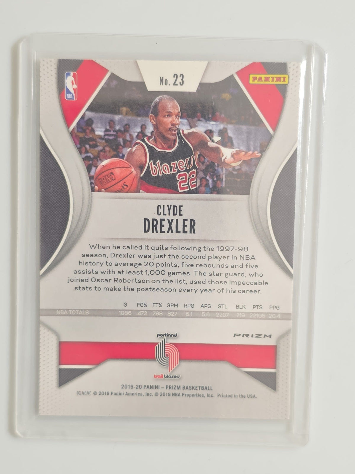 2019-20 Panini Prizm Basketball Clyde Drexler Orange Cracked Ice #23 - view 2