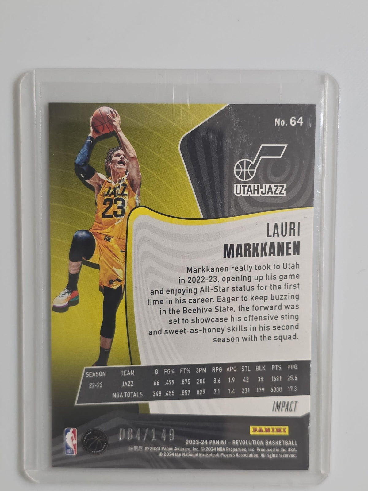 2023-24 Panini Revolution Impact Lauri Markkanen Cosmic /149 #64 - view 2