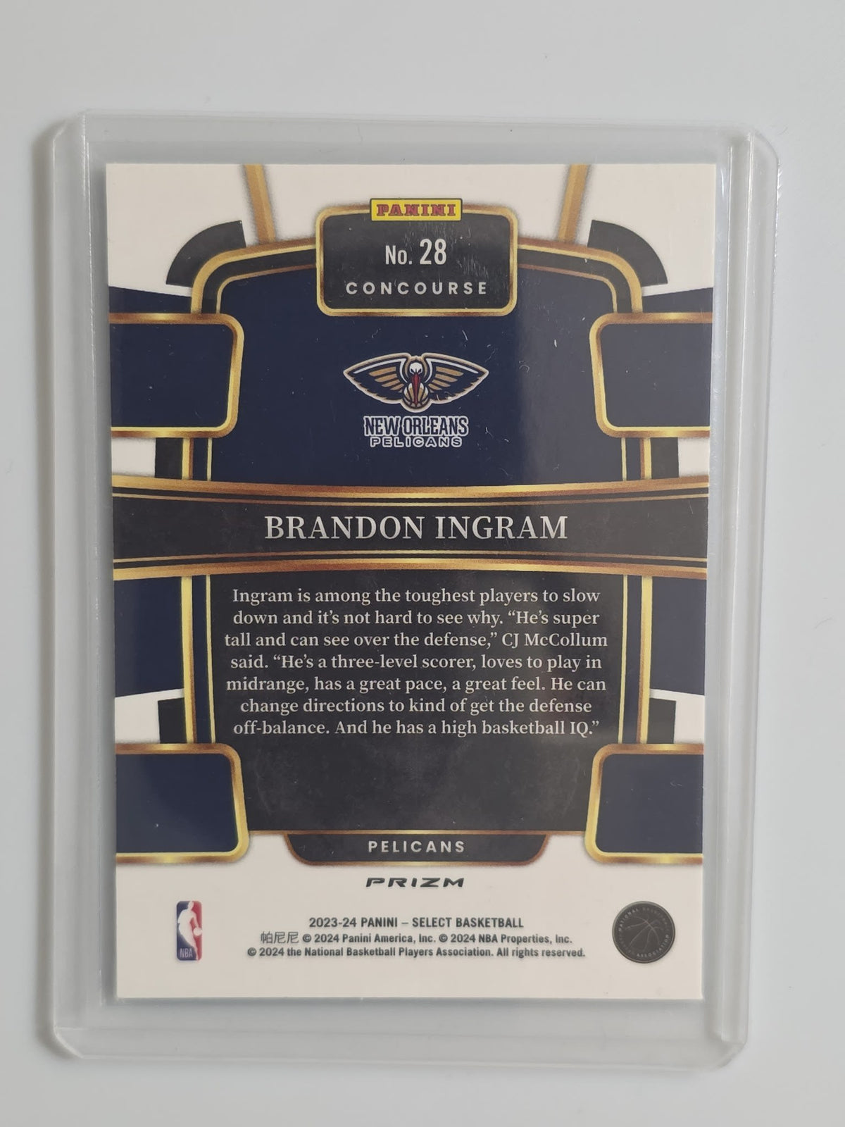2023-24 Panini Select Basketball Concourse Brandon Ingram Blue Prizm #28 - view 2