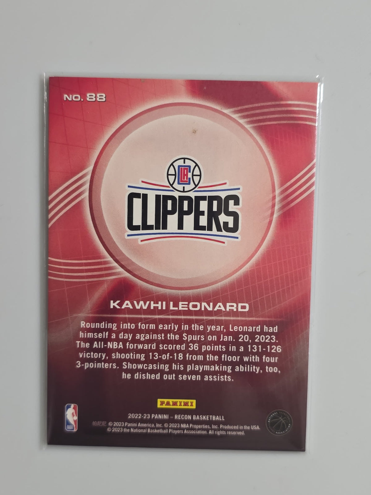 2022-23 Panini Recon Kawhi Leonard #88 - view 2