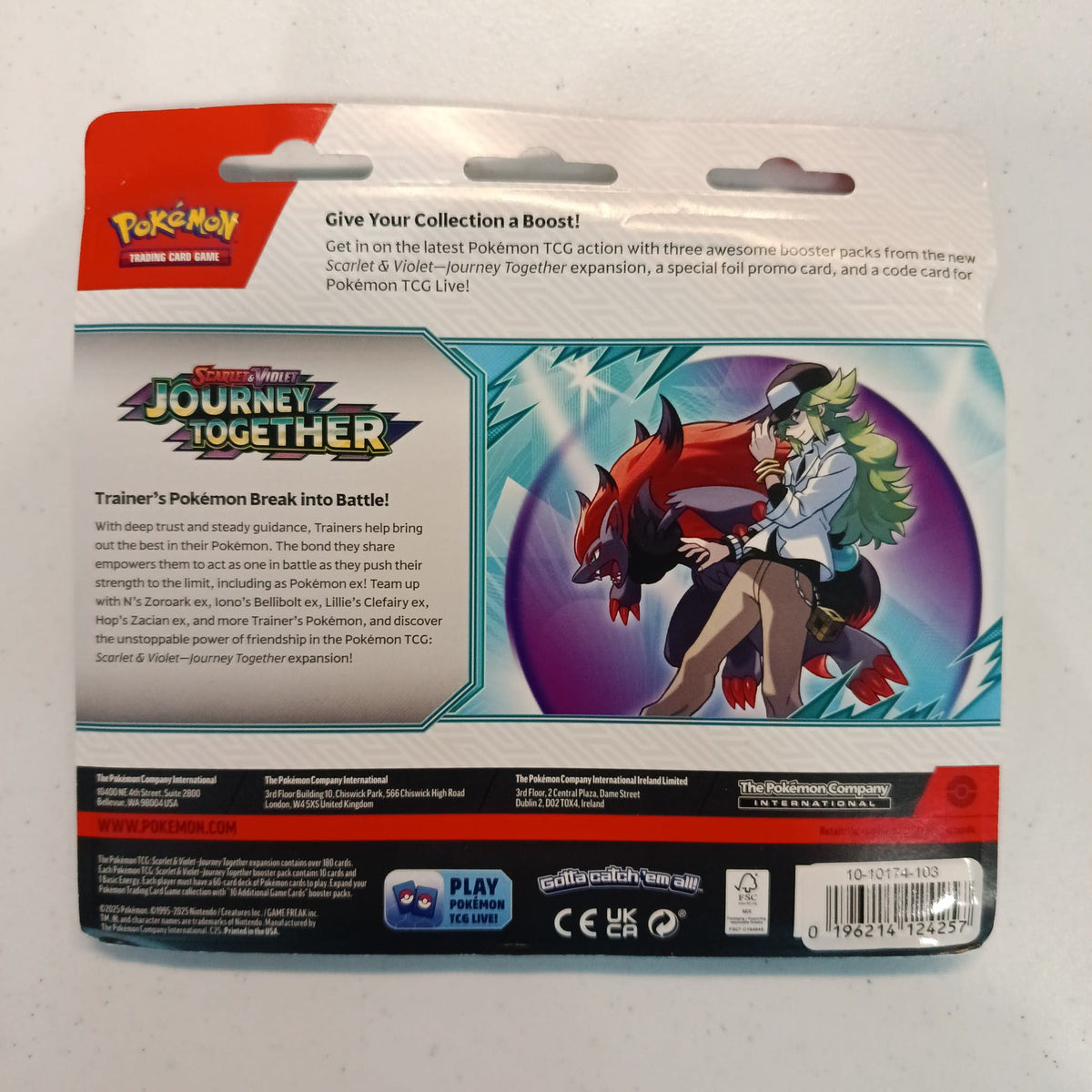 2025 Pokemon Scarlet & Violet Journey Together 3-Pack Blister (Scrafty Promo) - view 2