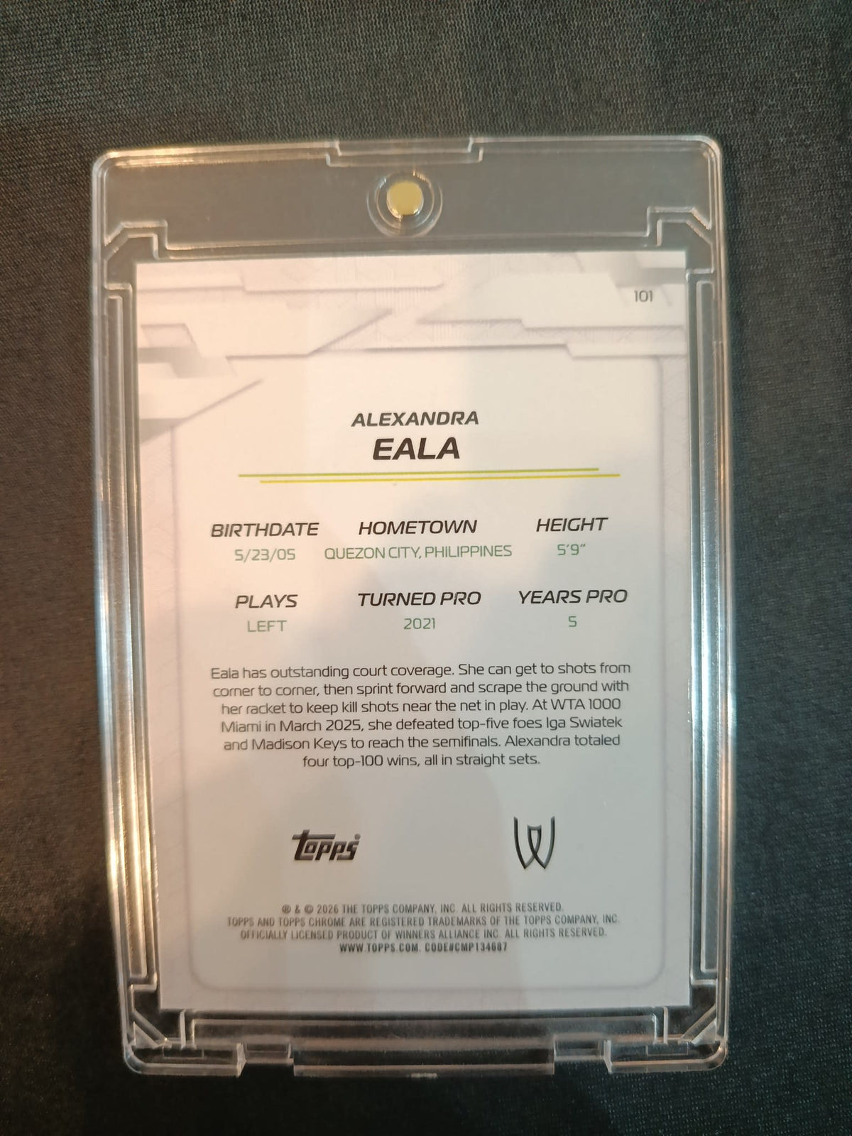 2026 Topps Alexandra Eala #101 - view 2