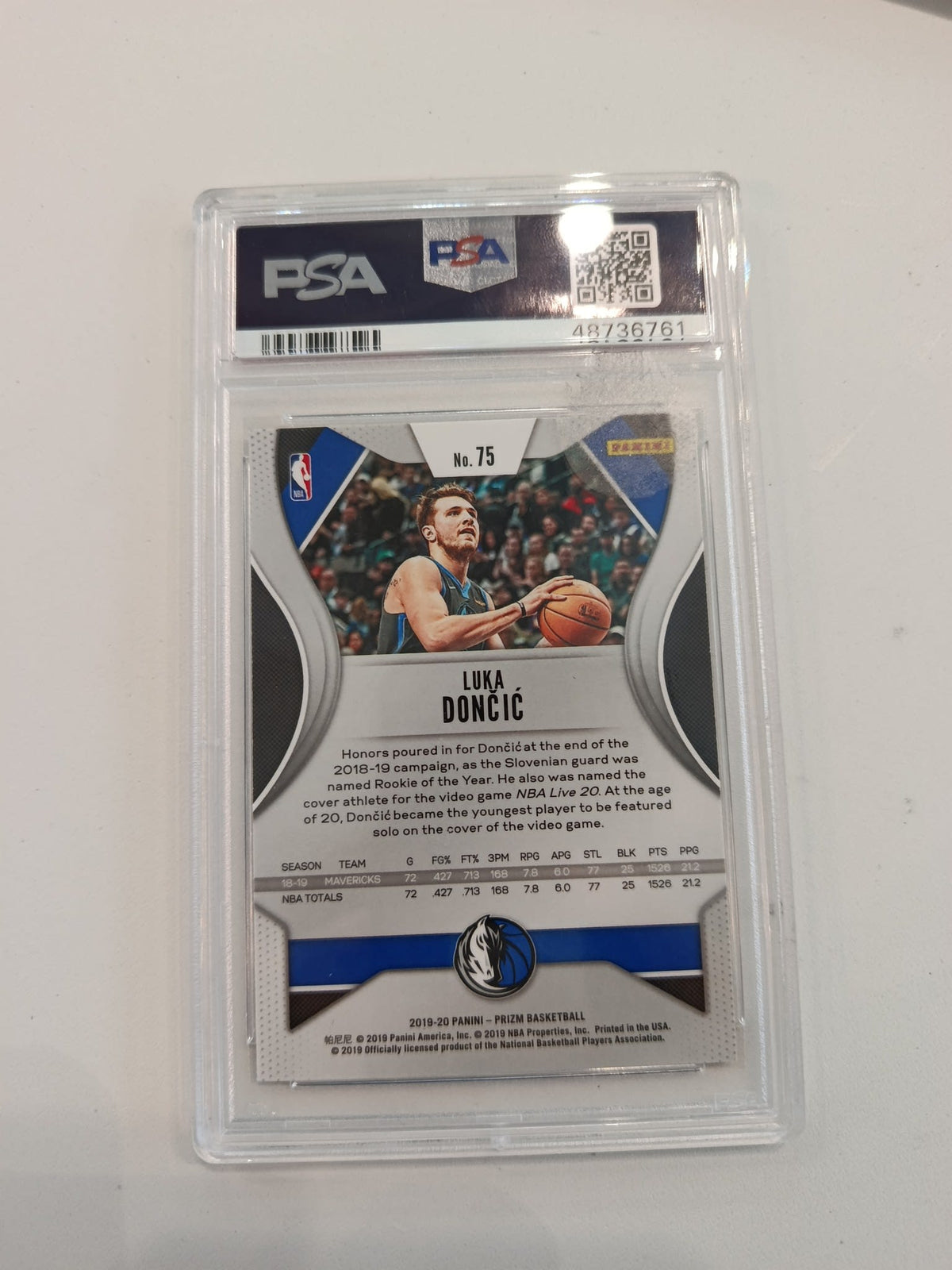 2019 Panini Prizm Luka Dončić #75 PSA 10 - view 2