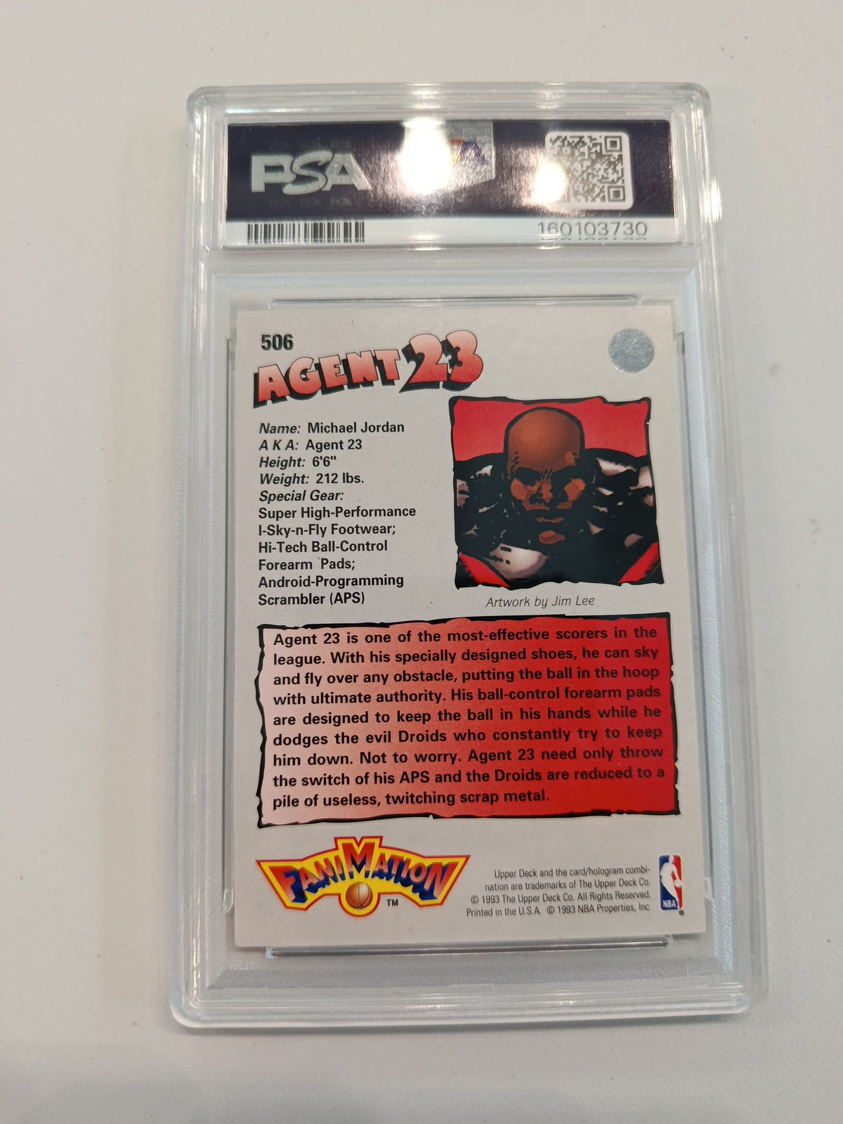 1992 Upper Deck Fanimation Michael Jordan #506 PSA 9 - view 2