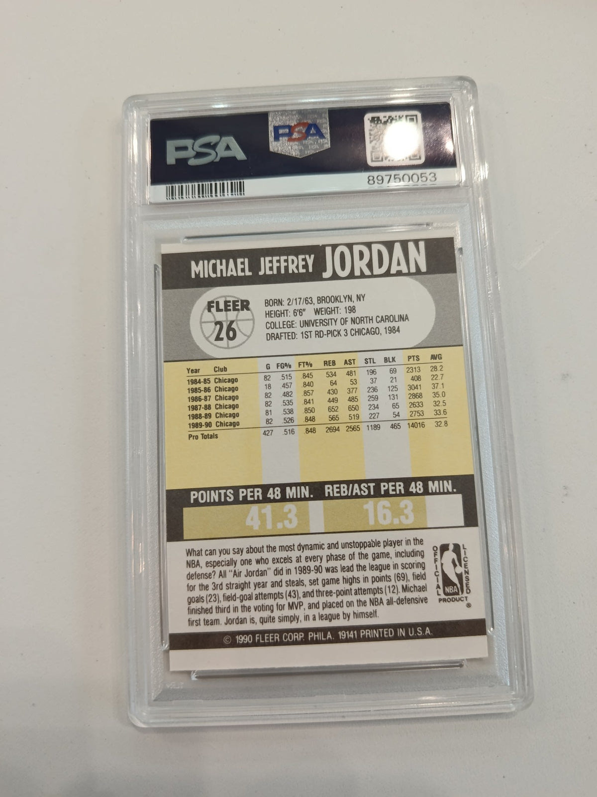 1990 Fleer 1990 Fleer Michael Jordan #26 PSA 9 - view 2