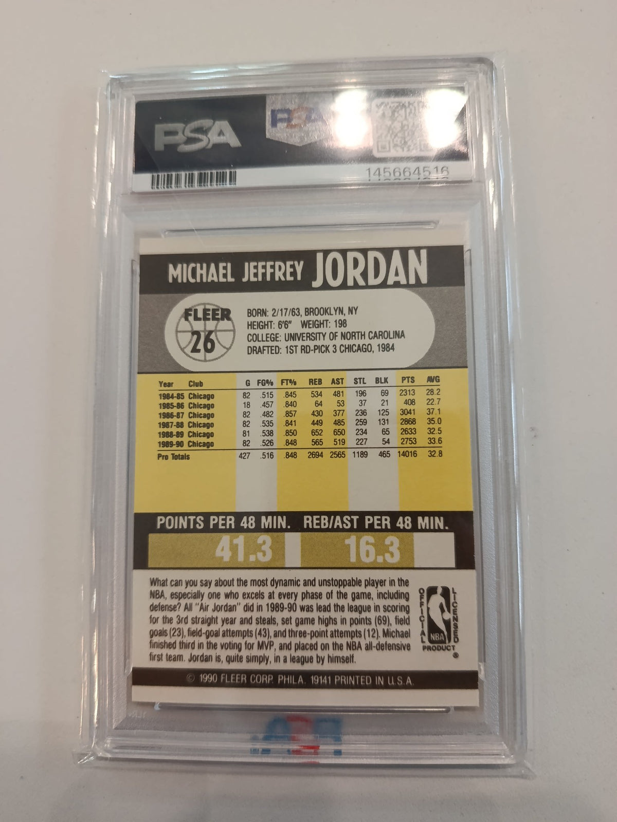 1990 Fleer 1990 Fleer Michael Jordan #26 PSA 9 - view 2