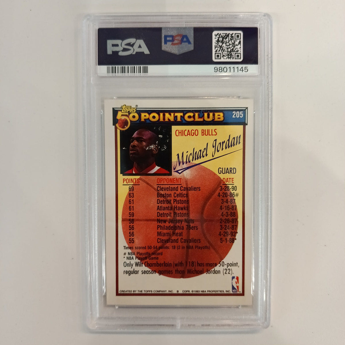 1992 Topps 1992 Topps 50 Point Club Michael Jordan #205 PSA EX-5 - view 2