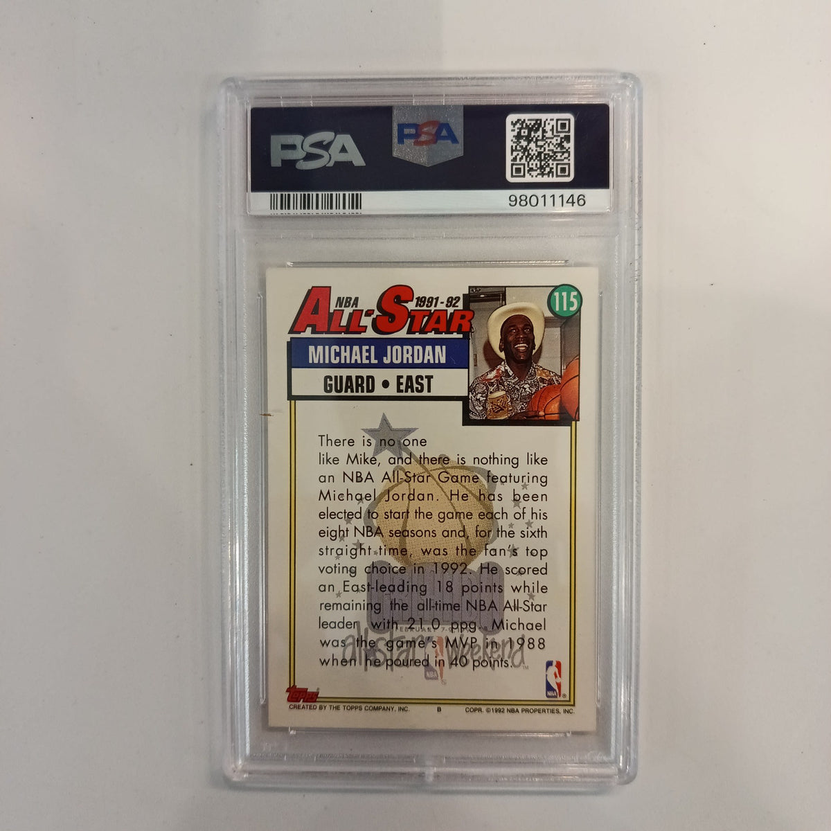 1992 Topps All-Star Michael Jordan #115 PSA 7 - view 2