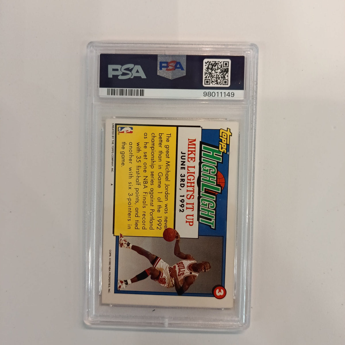 1992 Topps 1992 Topps Highlight Michael Jordan #3 PSA 8 - view 2