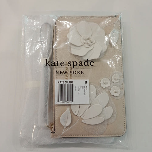 Kate Spade New York Floral Appliqué Medium Top Zip Wristlet – Milk Glass (960)