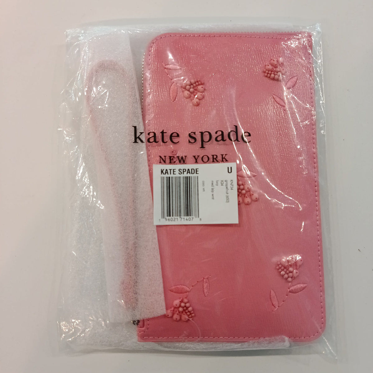 Kate Spade New York Zip-Around Wallet (Floral Embossed, Pink)