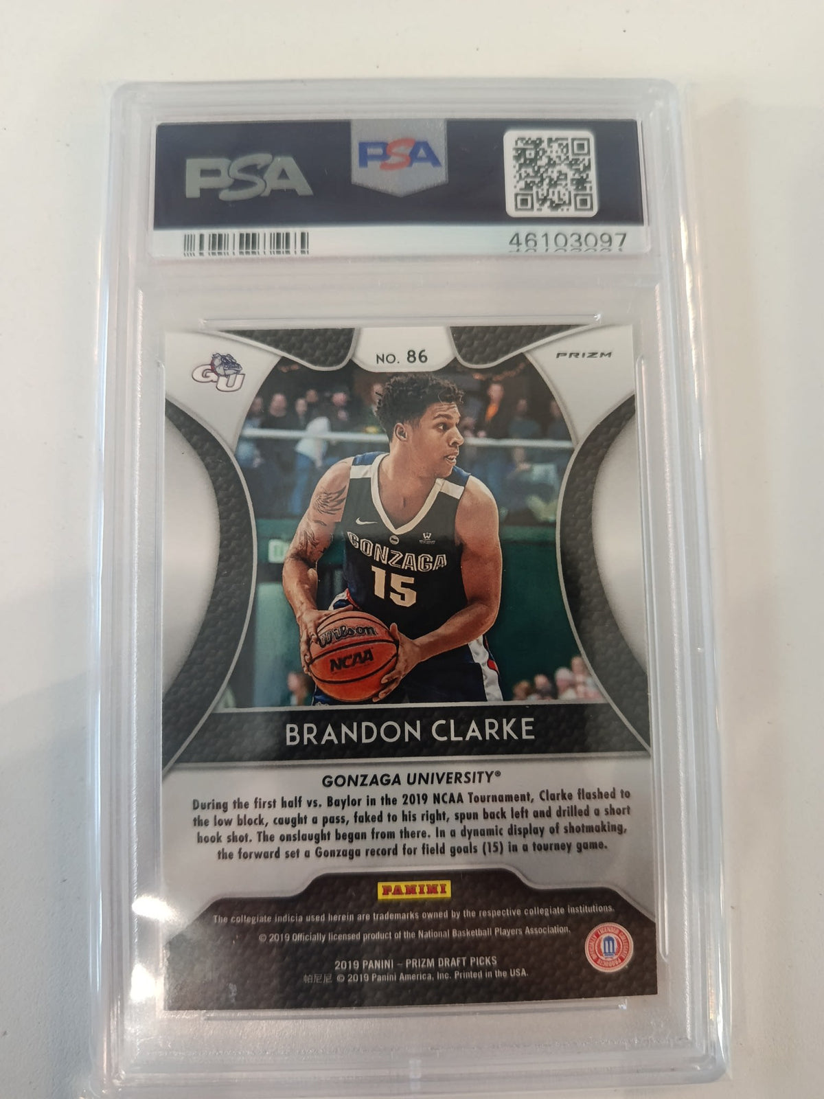 2019 Panini Prizm Draft Picks Brandon Clarke Orange Prizm #86 PSA 10 - view 2