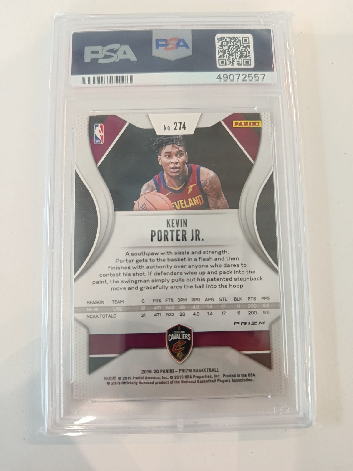 2019 Panini Prizm Kevin Porter Jr. Silver #274 PSA 9 - view 2