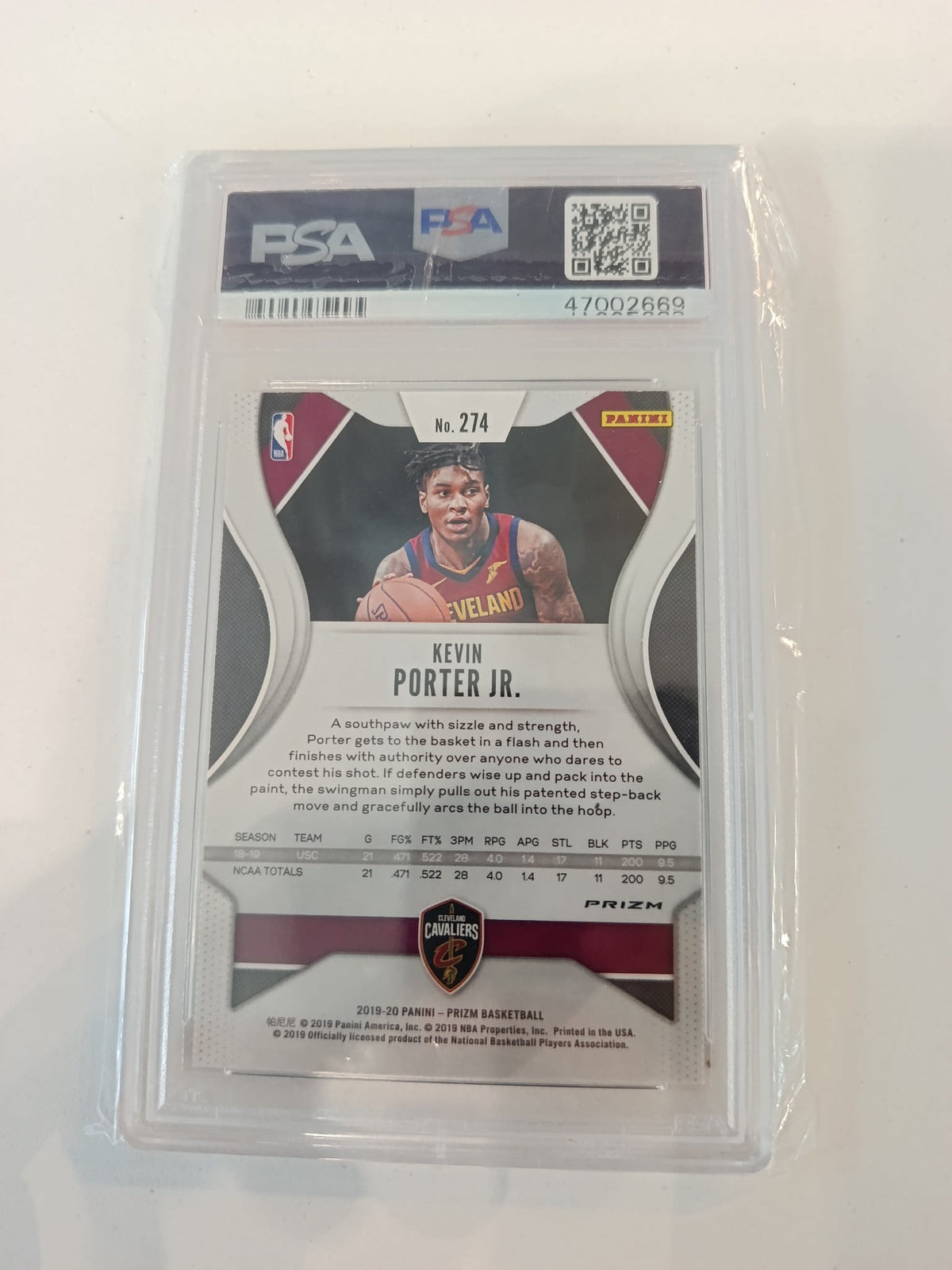 2019 Panini Prizm Kevin Porter Jr. Silver #274 PSA 9 - view 2