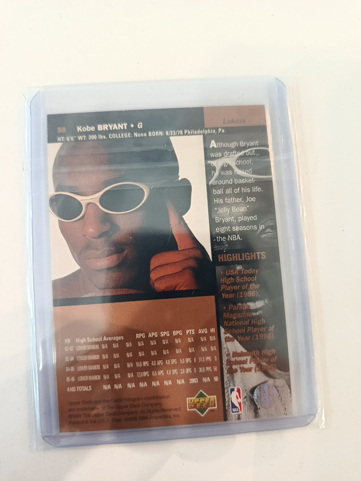 1996-97 Upper Deck Kobe Bryant #58 - view 2