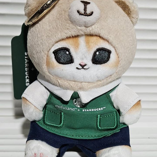 mofusand x Starbucks mofusand + Starbucks Collaboration Cat Bear Barista Plush Keychain