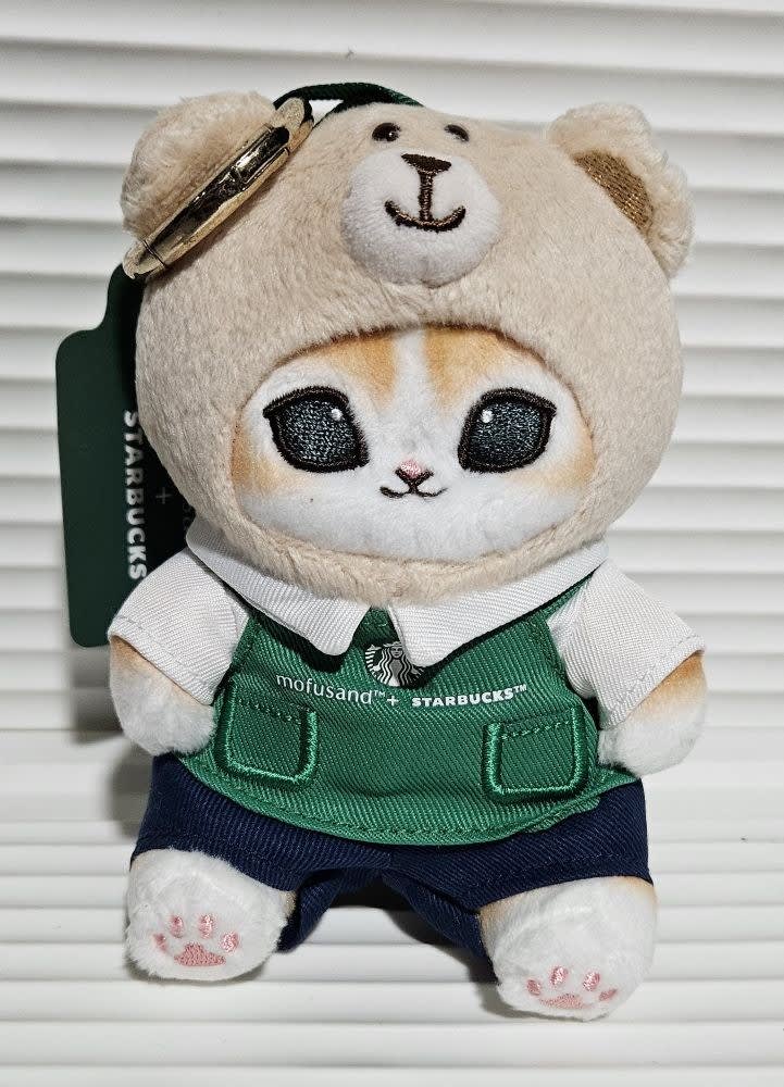 mofusand x Starbucks mofusand + Starbucks Collaboration Cat Bear Barista Plush Keychain