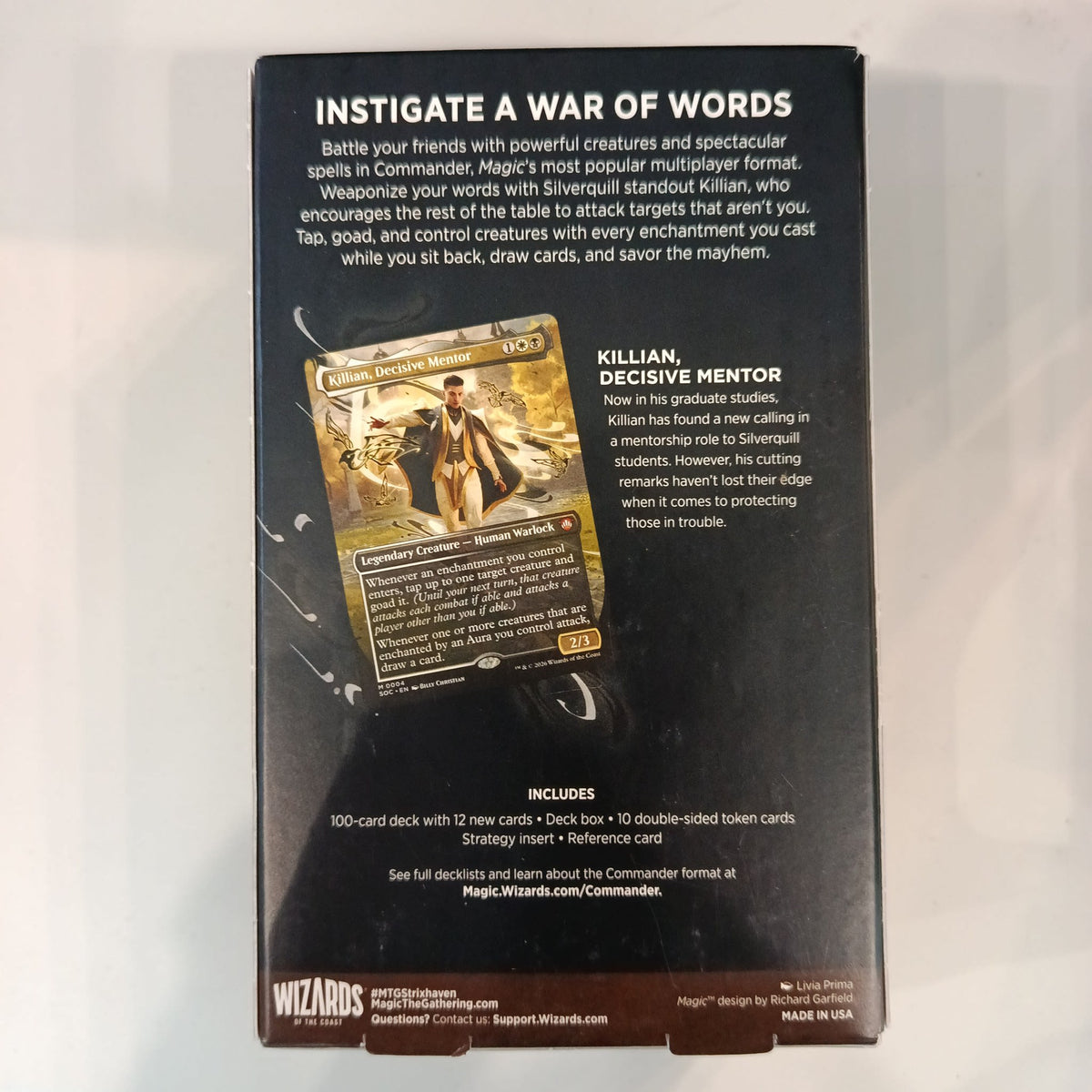 Magic: The Gathering Secrets of Strixhaven Killian, Decisive Mentor Commander Deck 2021 (E - view 2