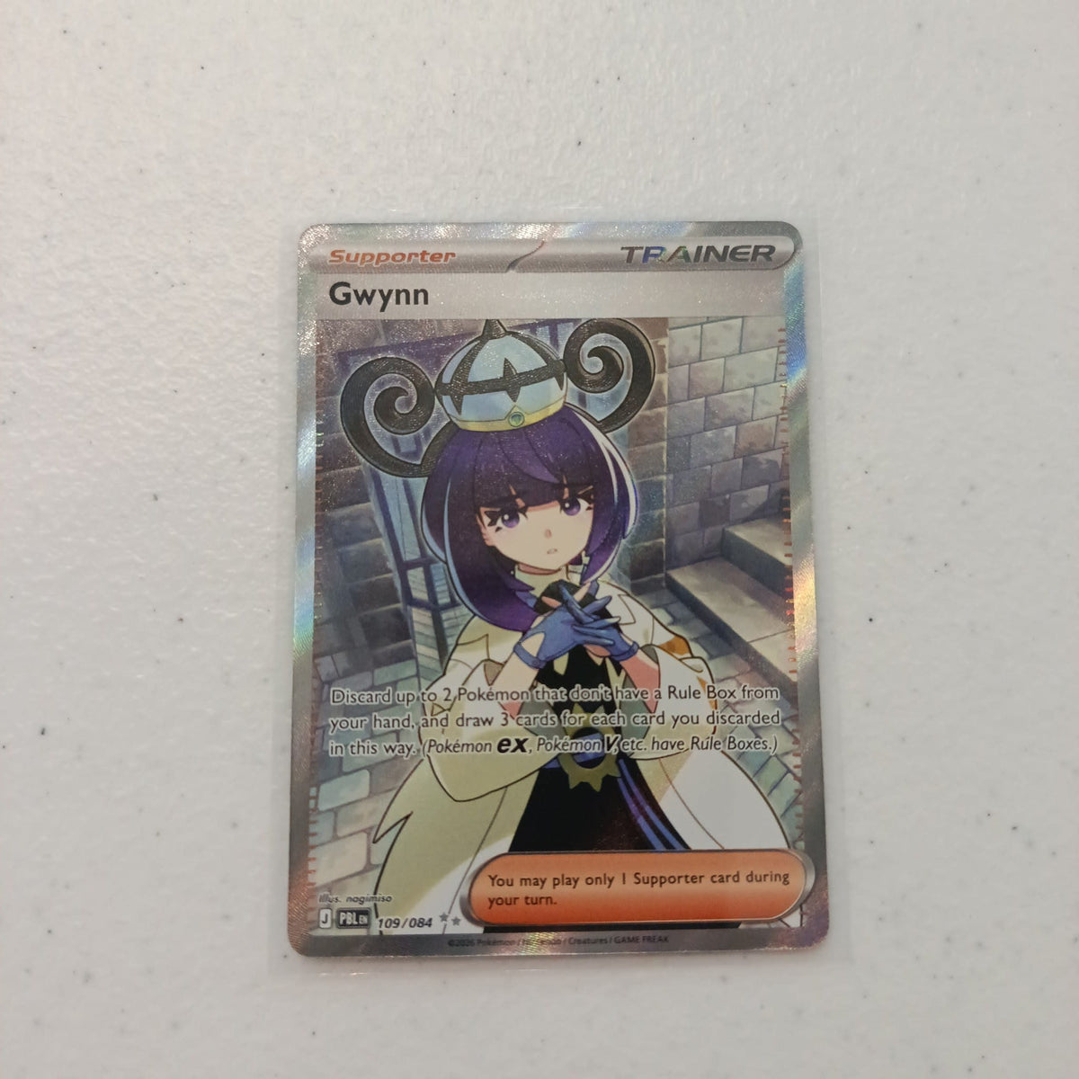 2025 Pokemon Company Prismatic Evolutions Supporter Gwynn Special Illustration Rare #109/0