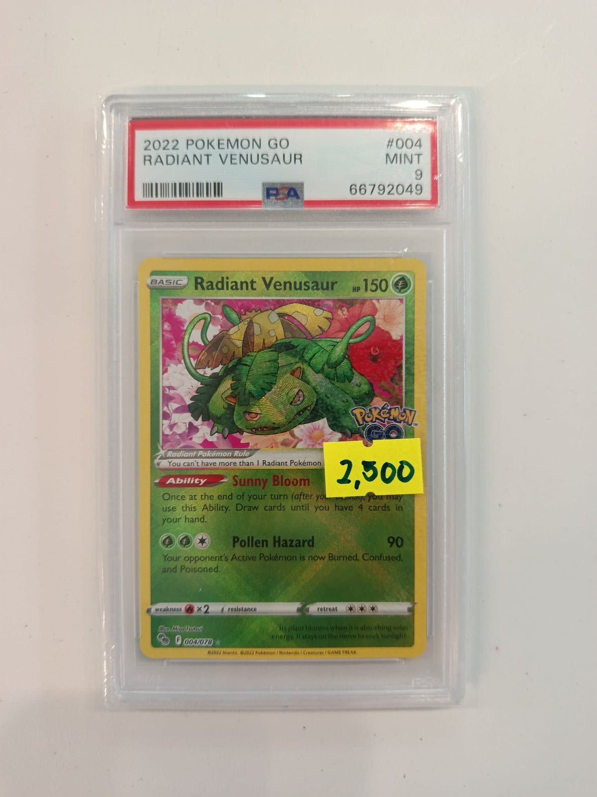 2022 Pokemon Company Pokemon GO Radiant Venusaur #004 PSA 9