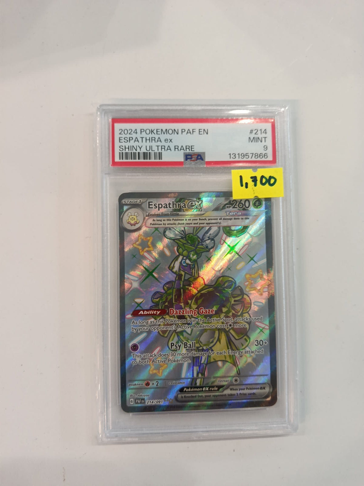 2024 Pokemon Company Scarlet & Violet Shiny Ultra Rare Espathra ex #214 PSA MINT