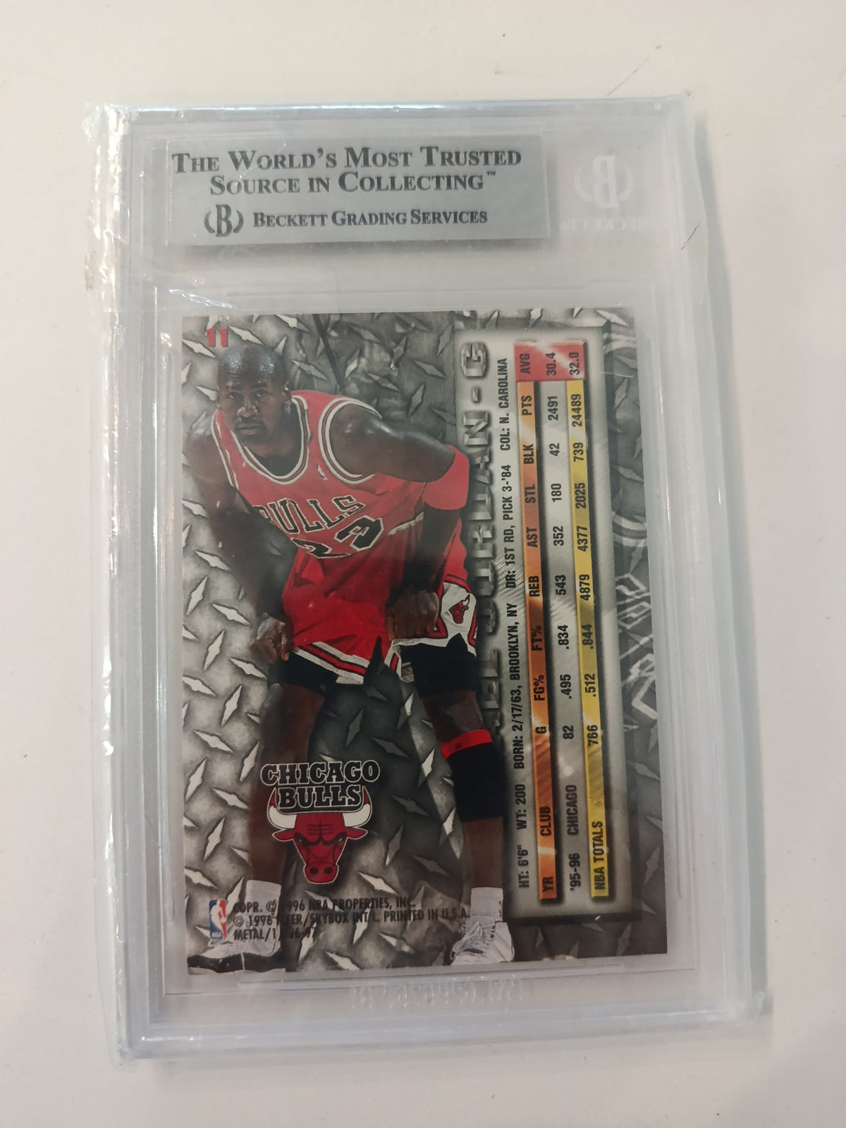 1996-97 Metal Michael Jordan Craftsman #11 Beckett 9 - view 2