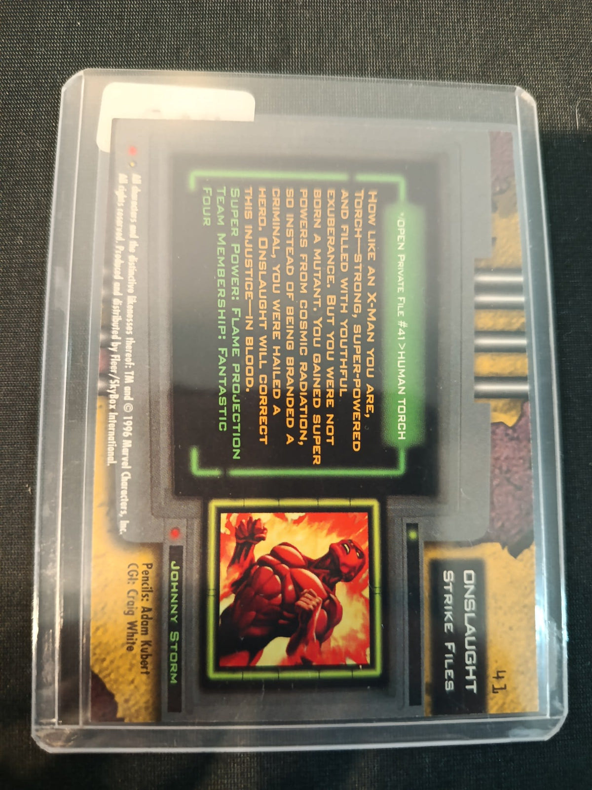 1996 Fleer/SkyBox Onslaught Onslaught Strike Files Human Torch #41 - view 2
