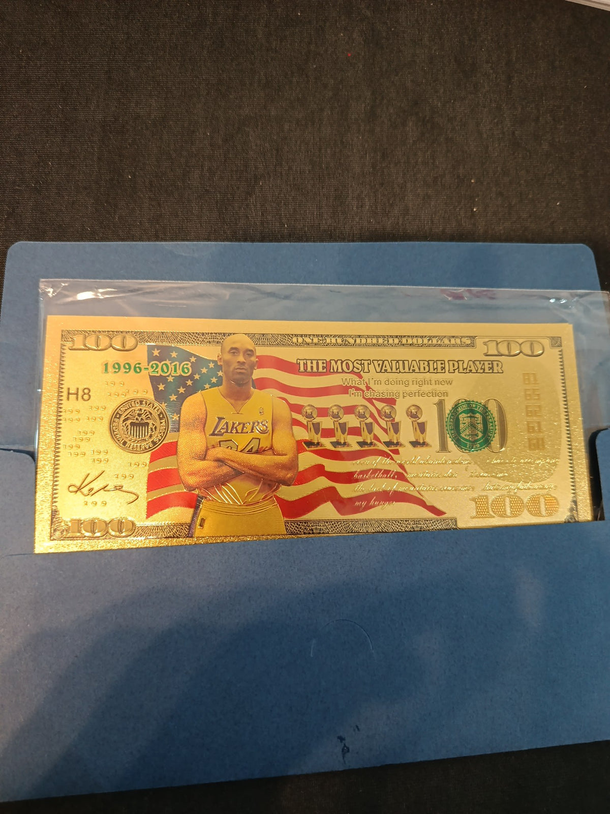 1996-2016 Gold Novelty Banknote The Most Valuable Player Kobe Bryant