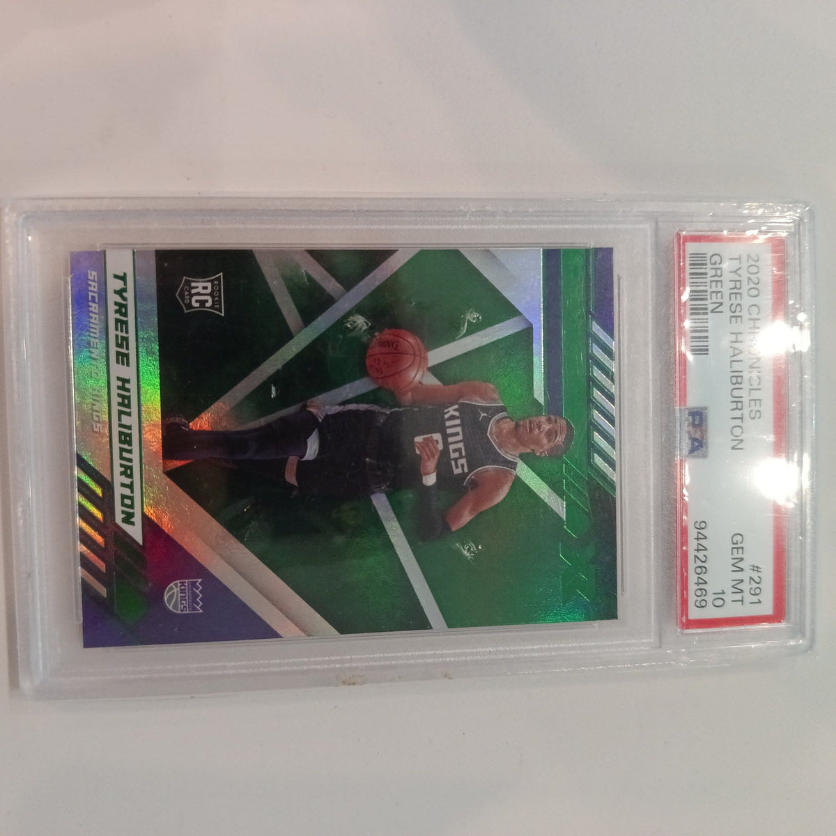 2022 Panini Prizm Spectacular Signatures Harlequin Shaedon Sharpe Green Halo #291 PSA 10