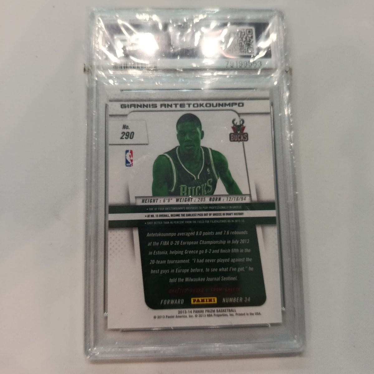 2013 Panini Prizm Giannis Antetokounmpo #290 PSA 9 - view 2