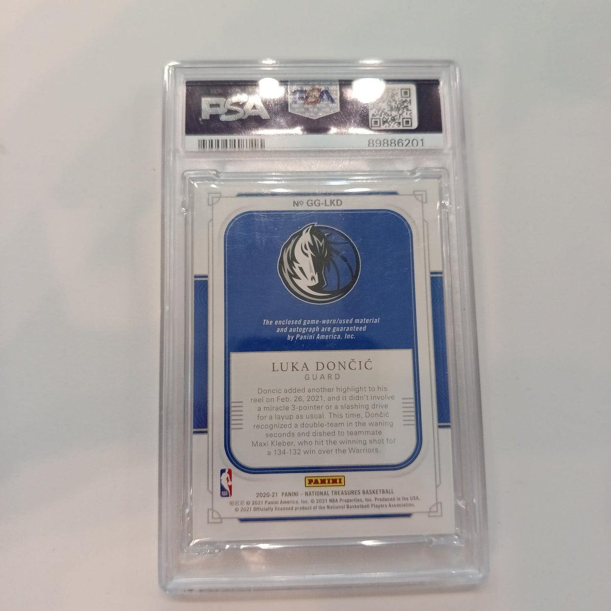2020 Panini National Treasures Game Gear Autographs Luka Doncic #LKD PSA 9 - view 2