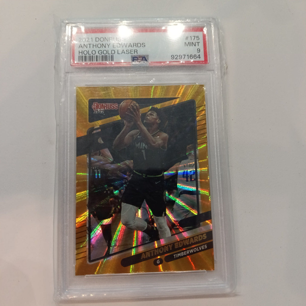 2021 Panini Donruss Anthony Edwards Holo Gold Laser #175 SGC 9