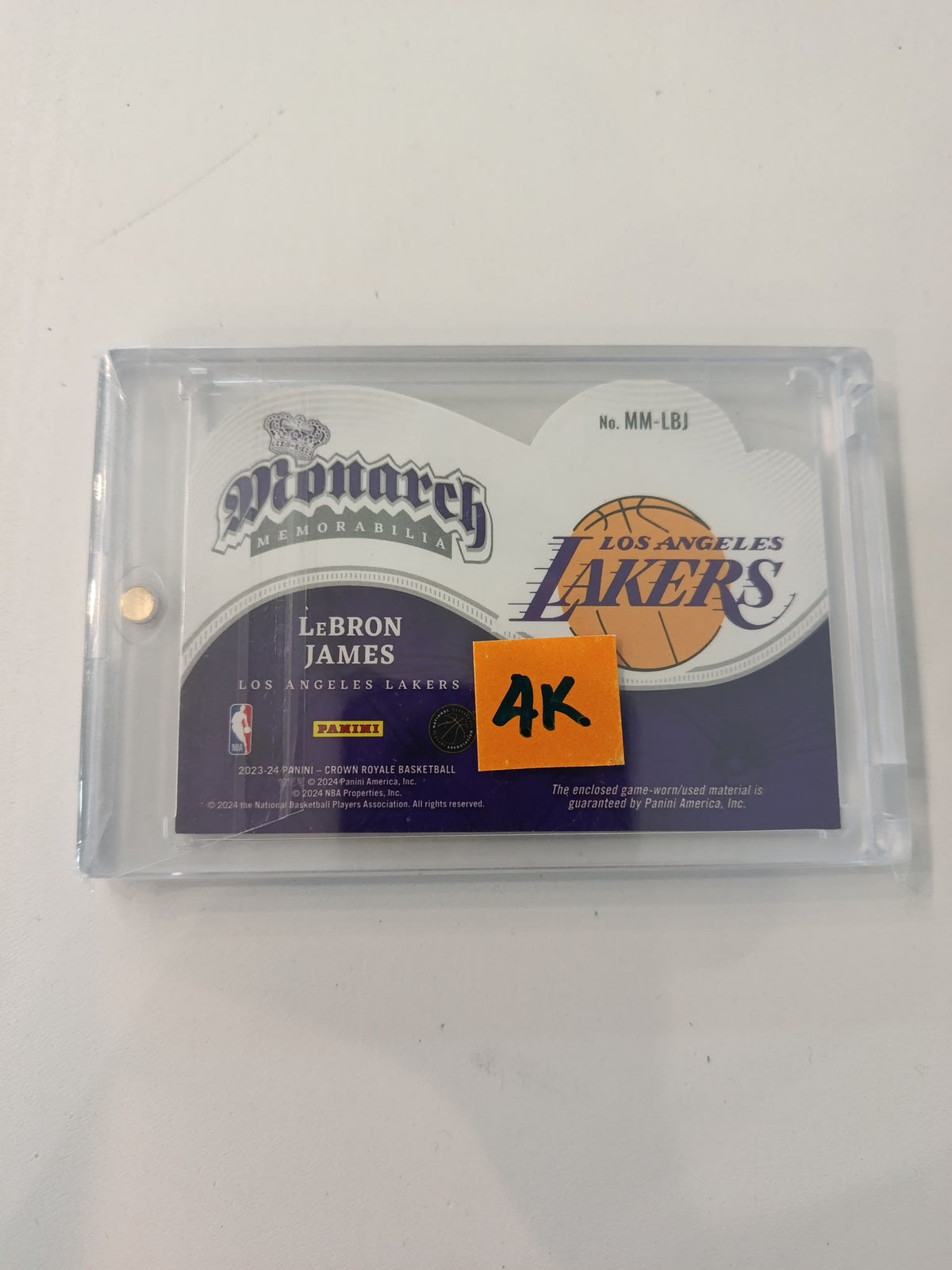 2023-24 Panini Crown Royale Monarch Memorabilia LeBron James #MM-LBJ - view 2